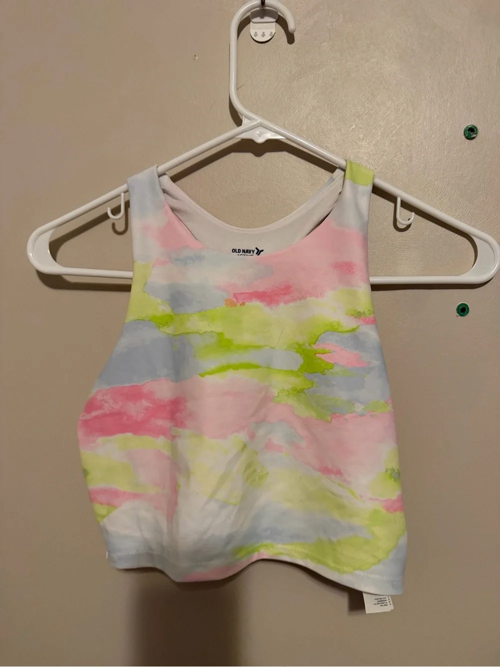 Old Navy Active Tie-Dye Racerback Crop Tank - Pink, Blue & Lime